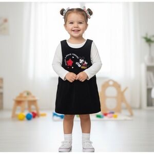 Vintage Disney Minnie Mouse Corduroy Overall Dress- Size 2T